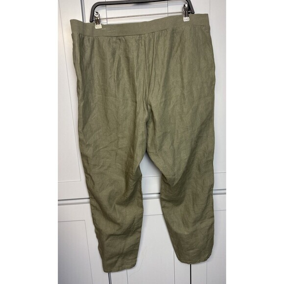 J Jill Love Linen Ankle XL Lightweight Pull On Pants in Olive Green Pockets - Picture 4 of 6
